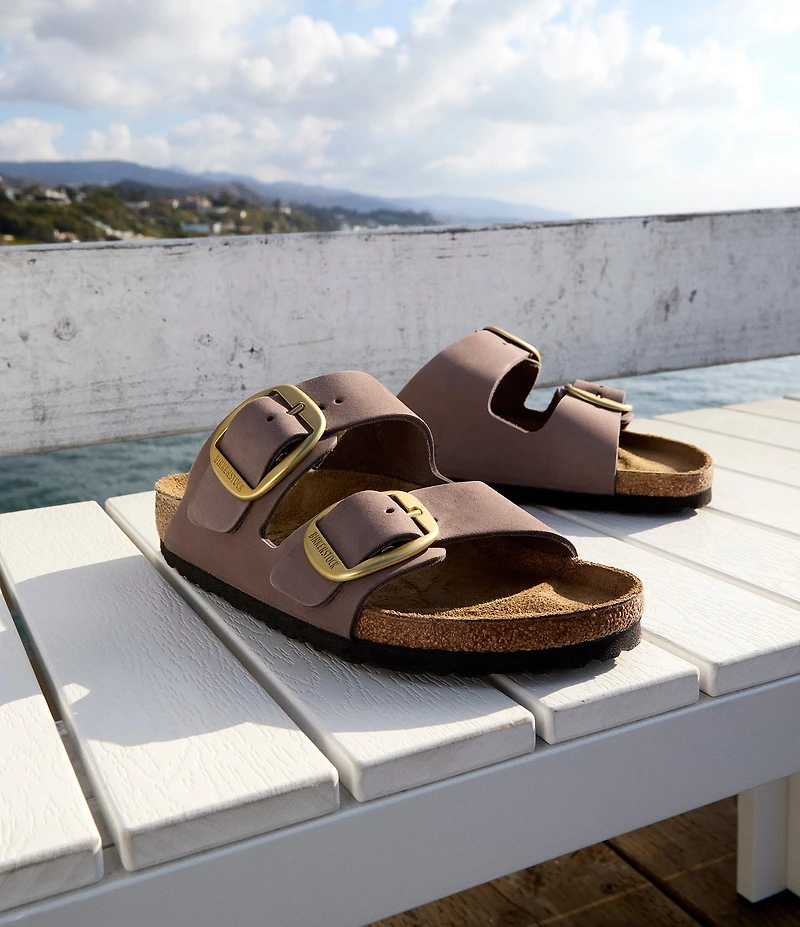 Birkenstock Women's Arizona Nubuck Big Buckle Hardware Slide Sandals