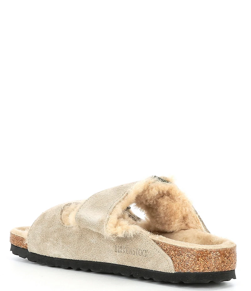 Birkenstock Women's Arizona Suede Shearling Slide Sandals