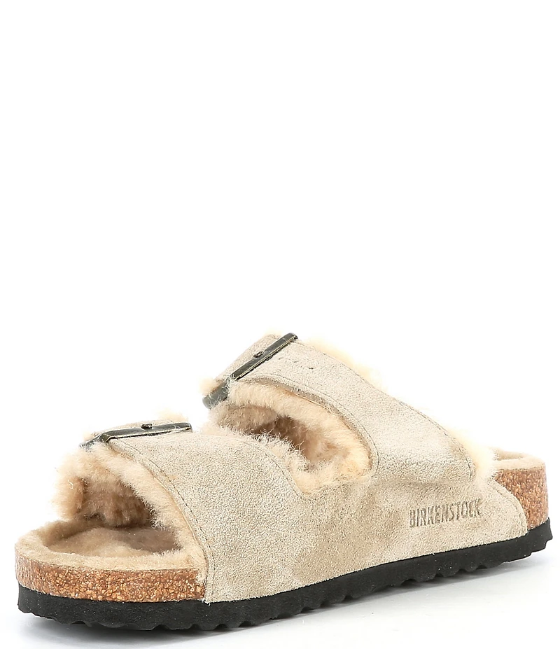 Birkenstock Women's Arizona Suede Shearling Slide Sandals