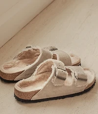 Birkenstock Women's Arizona Suede Shearling Slide Sandals