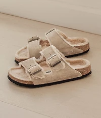 Birkenstock Women's Arizona Suede Shearling Slide Sandals