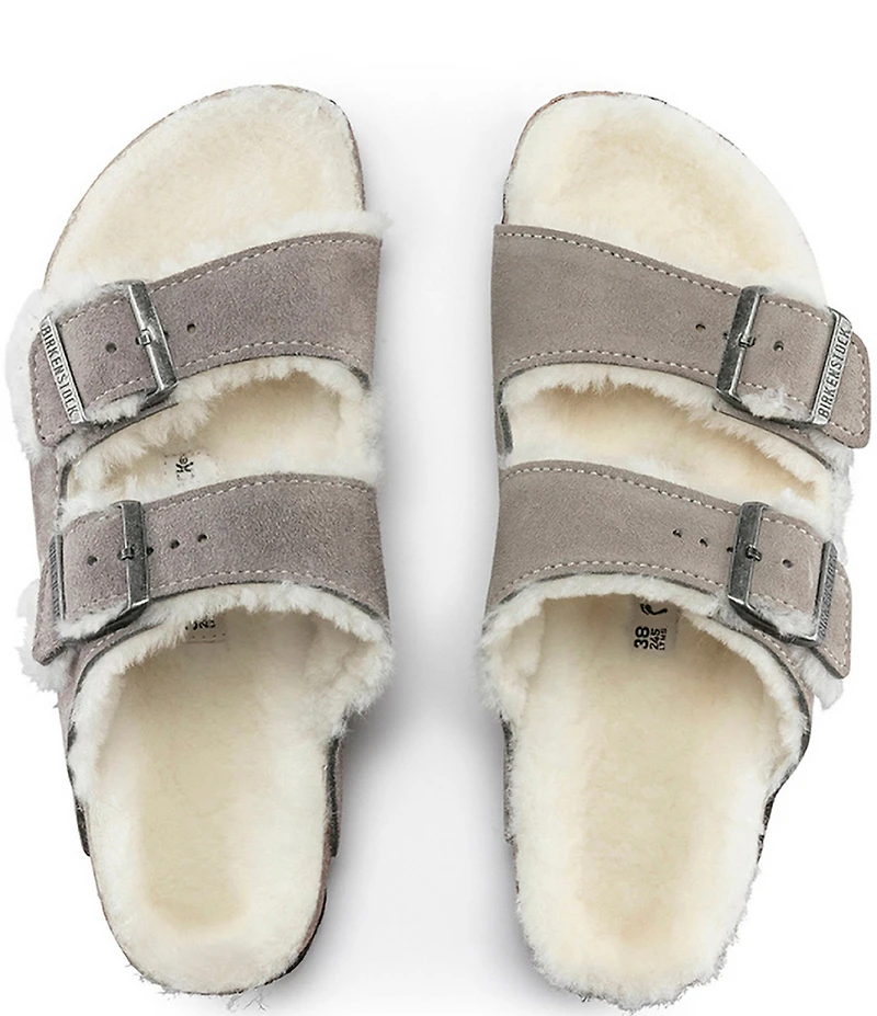 Birkenstock Women's Arizona Suede Shearling Slide Sandals