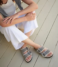 Birkenstock Women's Arizona Suede Shearling Slide Sandals