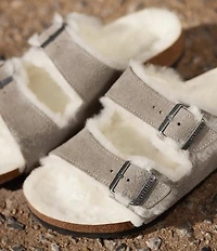 Birkenstock Women's Arizona Suede Shearling Slide Sandals