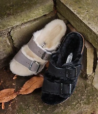Birkenstock Women's Arizona Suede Shearling Slide Sandals