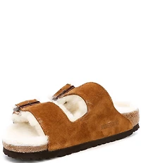 Birkenstock Women's Arizona Suede Shearling Slide Sandals