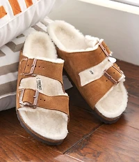 Birkenstock Women's Arizona Suede Shearling Slide Sandals