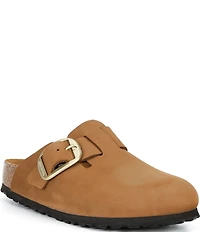 Birkenstock Women's Boston Big Buckle Nubuck Tonal Footbed Clogs