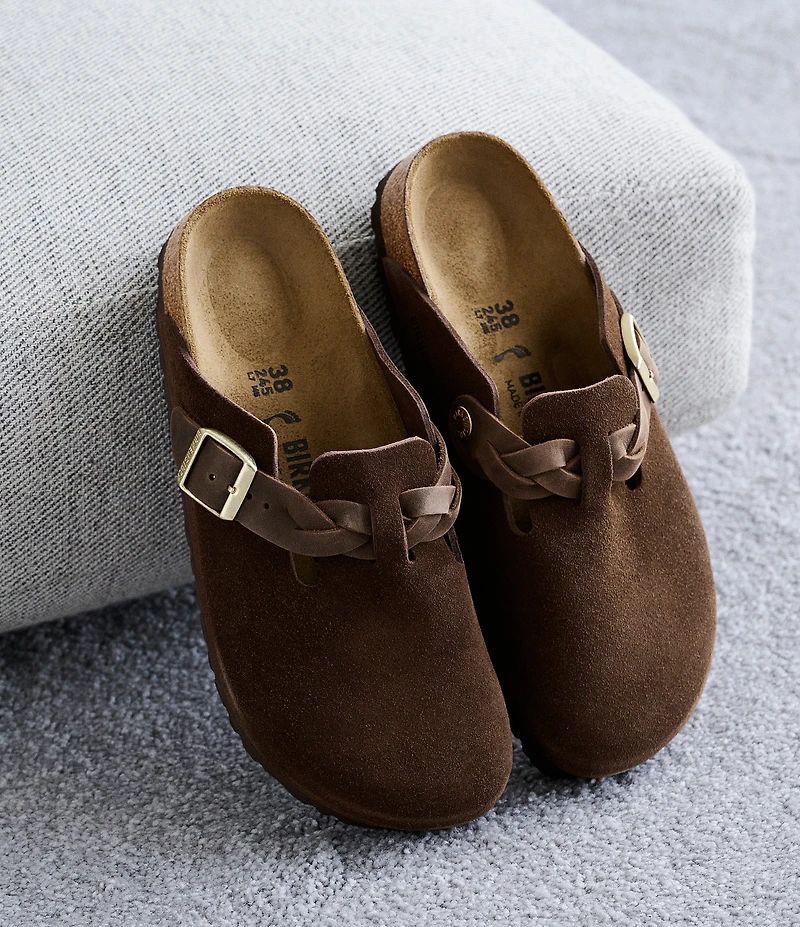 Birkenstock Women's Boston Braid Strap Suede Clogs