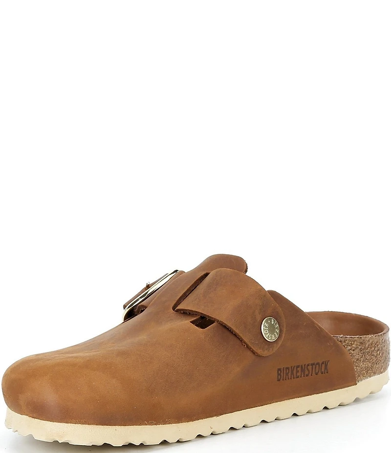 Birkenstock Women's Boston Oiled Leather Buckle Strap Clogs
