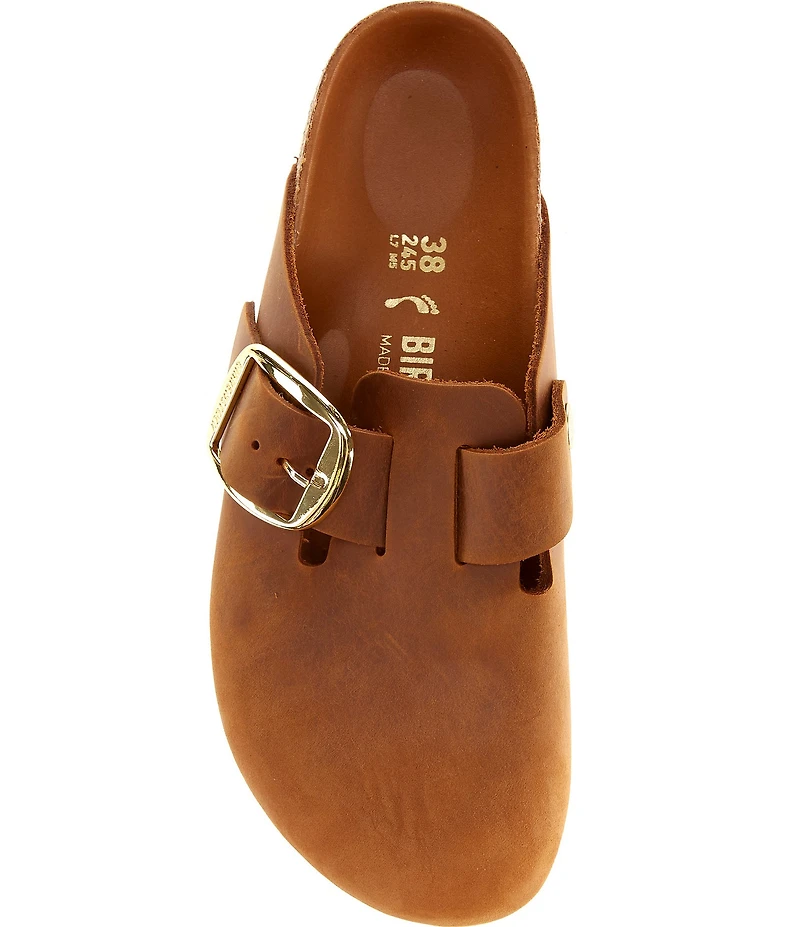Birkenstock Women's Boston Oiled Leather Buckle Strap Clogs