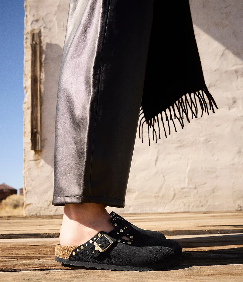Birkenstock Women's Boston Suede Rivet Studded Clogs