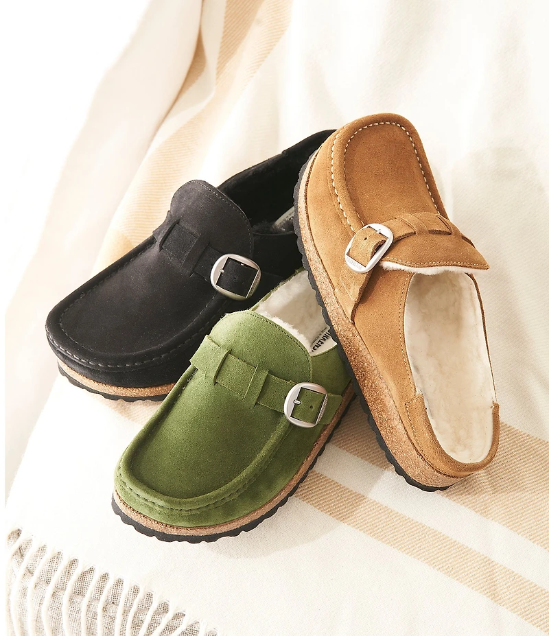 Birkenstock Women's Buckley Suede Shearling Clogs