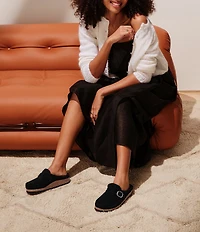 Birkenstock Women's Buckley Suede Shearling Clogs