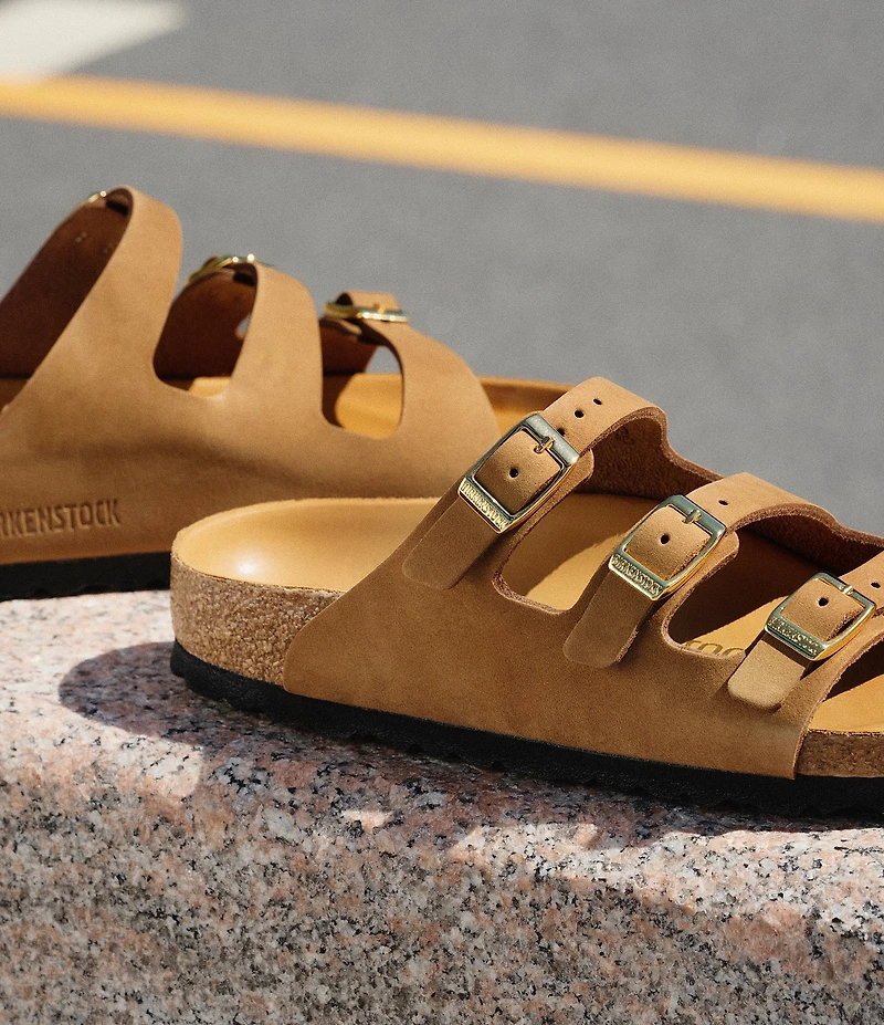 Birkenstock Women's Florida Nubuck Triple Strap Slide Sandals