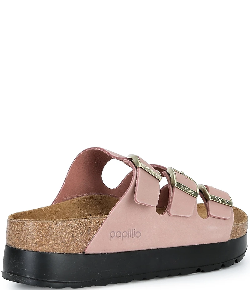 Birkenstock Women's Florida Platform Flex Nubuck Triple Strap Platform Slide Sandals