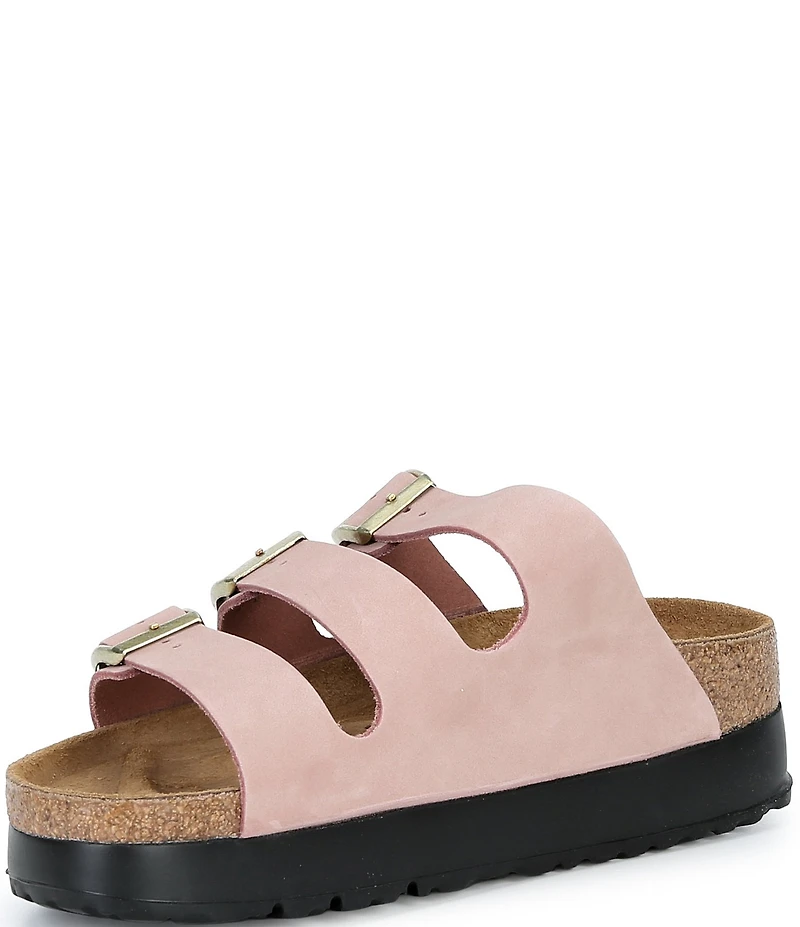 Birkenstock Women's Florida Platform Flex Nubuck Triple Strap Platform Slide Sandals