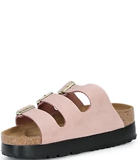 Birkenstock Women's Florida Platform Flex Nubuck Triple Strap Platform Slide Sandals