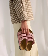 Birkenstock Women's Florida Platform Flex Nubuck Triple Strap Platform Slide Sandals