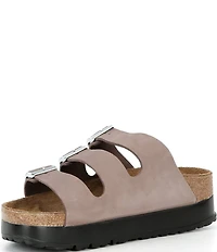 Birkenstock Women's Florida Platform Flex Nubuck Triple Strap Platform Slide Sandals