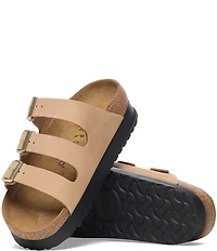 Birkenstock Women's Florida Platform Flex Nubuck Triple Strap Platform Slide Sandals