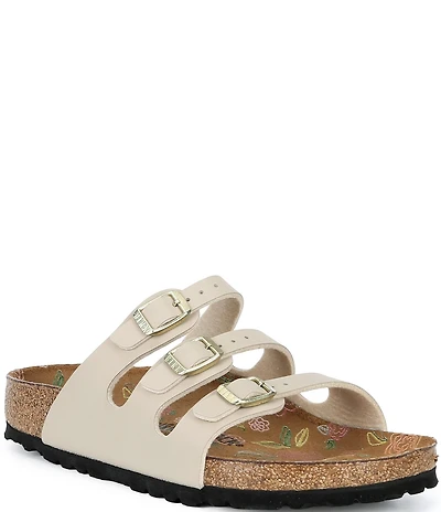 Birkenstock Women's Florida Triple Strap Printed Footbed Slide Sandals