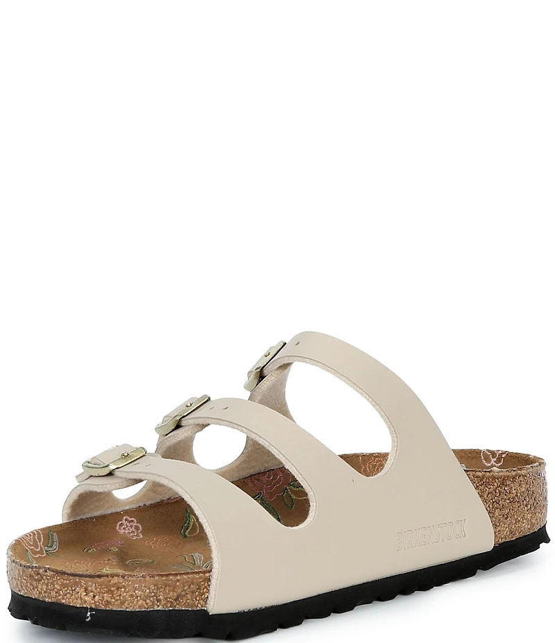 Birkenstock Women's Florida Triple Strap Printed Footbed Slide Sandals
