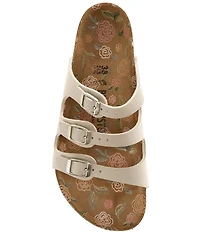 Birkenstock Women's Florida Triple Strap Printed Footbed Slide Sandals