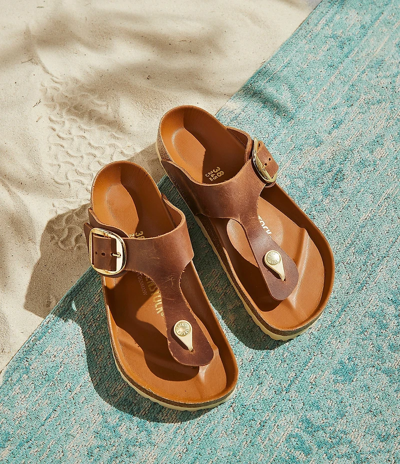 Birkenstock Women's Gizeh Big Buckle Oiled Leather Thong Sandals