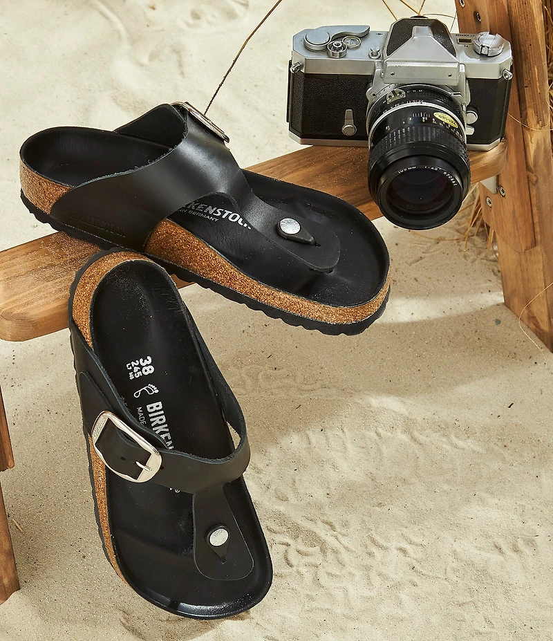 Birkenstock Women's Gizeh Big Buckle Oiled Leather Thong Sandals