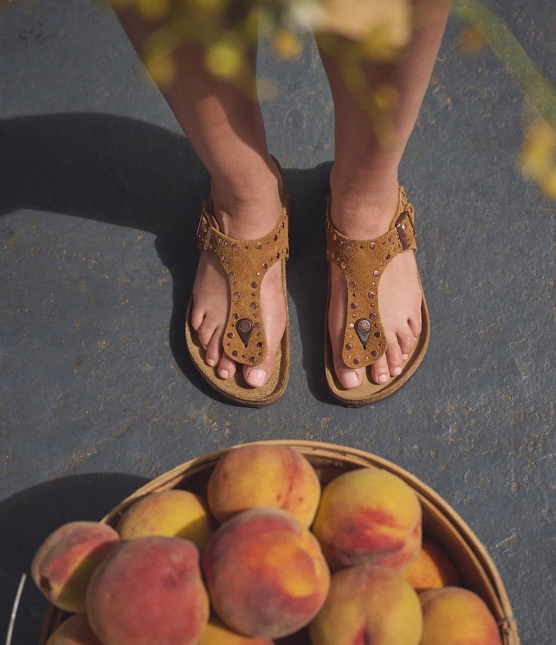 Birkenstock Women's Gizeh Rivets Suede Thong Sandals