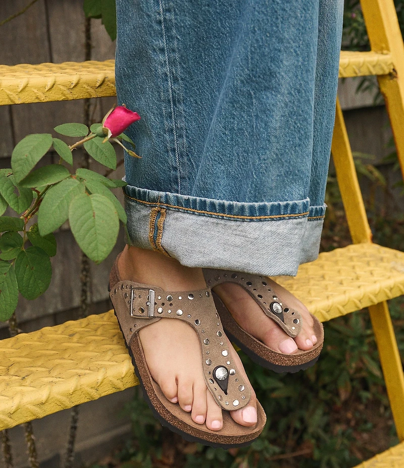 Birkenstock Women's Gizeh Rivets Suede Thong Sandals