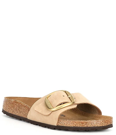 Birkenstock Madrid Big Buckle Detail Nubuck Slide Sandals