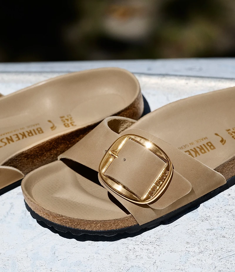 Birkenstock Women's Madrid Oiled Leather Big Buckle Hardware Slide Sandals