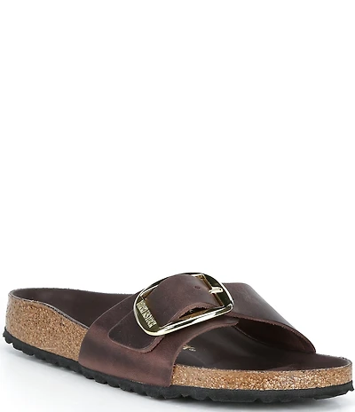 Birkenstock Women's Madrid Oiled Leather Big Buckle Hardware Slide Sandals