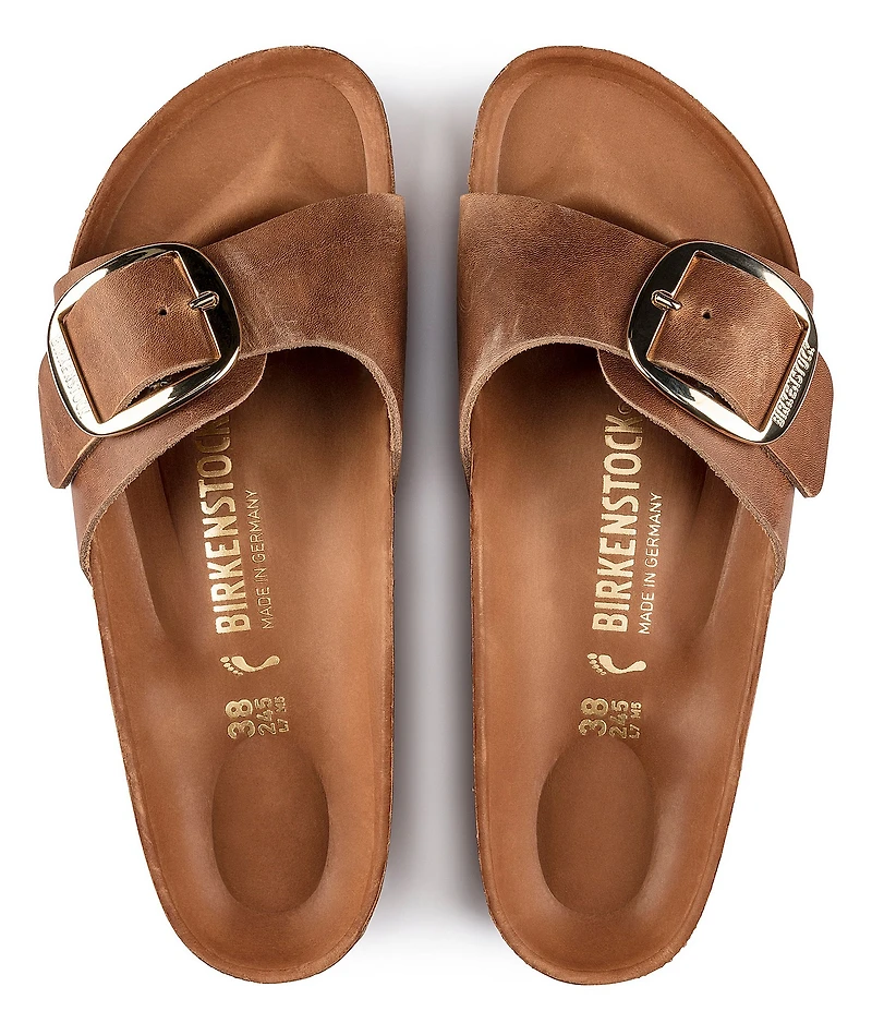Birkenstock Women's Madrid Oiled Leather Big Buckle Hardware Slide Sandals