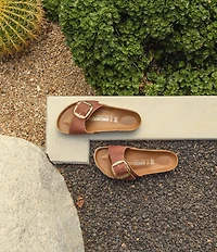 Birkenstock Women's Madrid Oiled Leather Big Buckle Hardware Slide Sandals