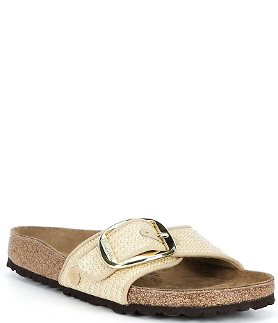 Birkenstock Women's Madrid Big Buckle Raffia Slide Sandals
