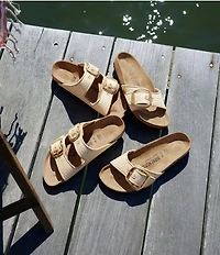 Birkenstock Women's Madrid Big Buckle Raffia Slide Sandals