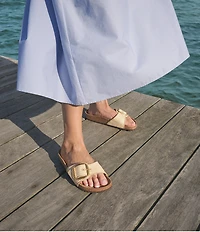 Birkenstock Women's Madrid Big Buckle Raffia Slide Sandals