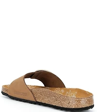 Birkenstock Women's Madrid Nubuck Leather Big Buckle Printed Footbed Slide Sandals