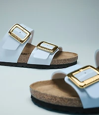 Birkenstock Women's Sydney Patent Luxe Buckle Hardware Slide Sandals