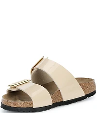 Birkenstock Women's Sydney Patent Luxe Buckle Hardware Slide Sandals