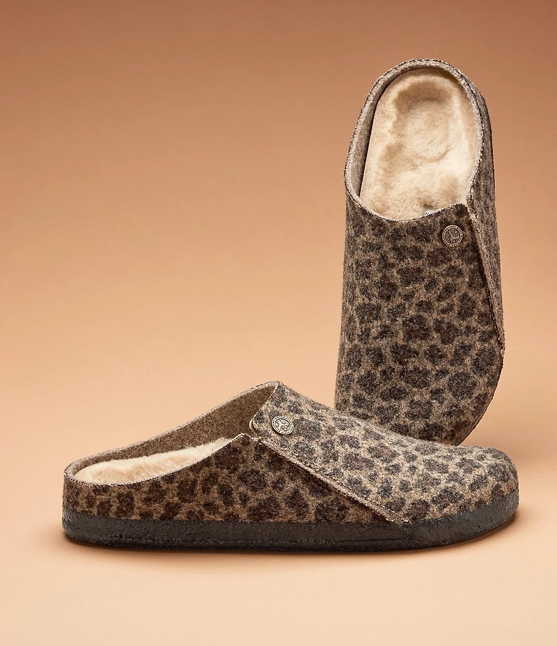 Birkenstock Women's Zermatt Leopard Shearling-Lined Slippers
