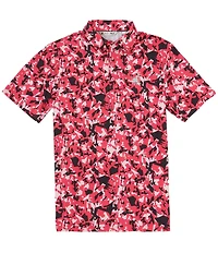BLACK CLOVER Camouflage Mixed Media Short Sleeve Printed Polo Shirt