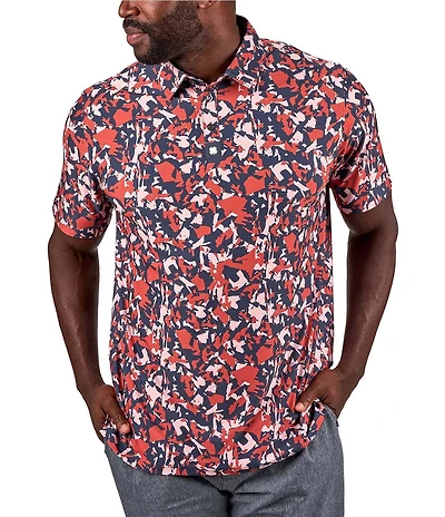 BLACK CLOVER Short Sleeve Brandy Red Camo Mix Polo