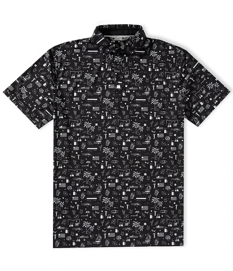BLACK CLOVER Vacation Nation Short Sleeve Printed Polo Shirt