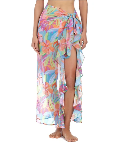 Bleu Rod Beattie Bellissimo Botanica Chiffon Long Sarong Swim Cover-Up