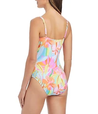 Bleu Rod Beattie Bellissimo Botanica Underwire Shirred Bandeau One Piece Swimsuit