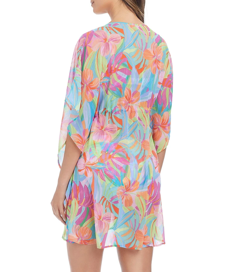 Bleu Rod Beattie Bellissimo Botanica V-Neck Caftan Swim Cover-Up